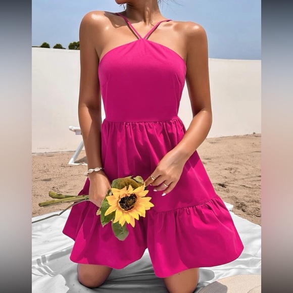 Boho lace up back ruffle hem cami dress - Picture 8 of 16